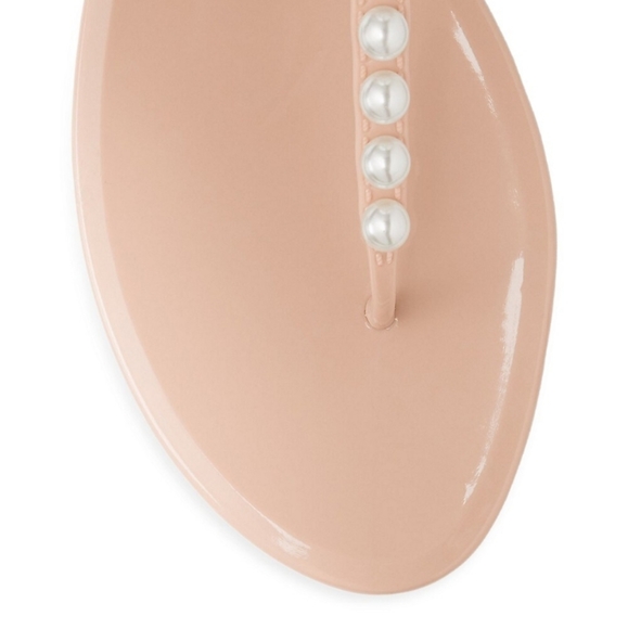 Stuart Weitzman Goldie Basic Embellished Jelly Thong Sandal Beige 5 - Picture 4 of 7